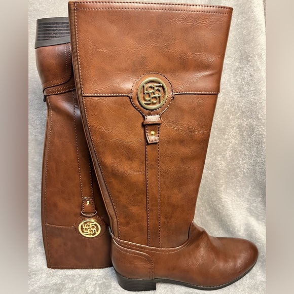 Liz Claiborne Women's Tilia Riding Boots Stacked Heel Sz 8.5 Cognac almost new❤️ - Picture 2 of 6